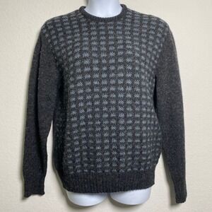 Vintage Robert Bruce XL‎ Sweater Dark Gray Check Pattern USA Made Union 80s 90s